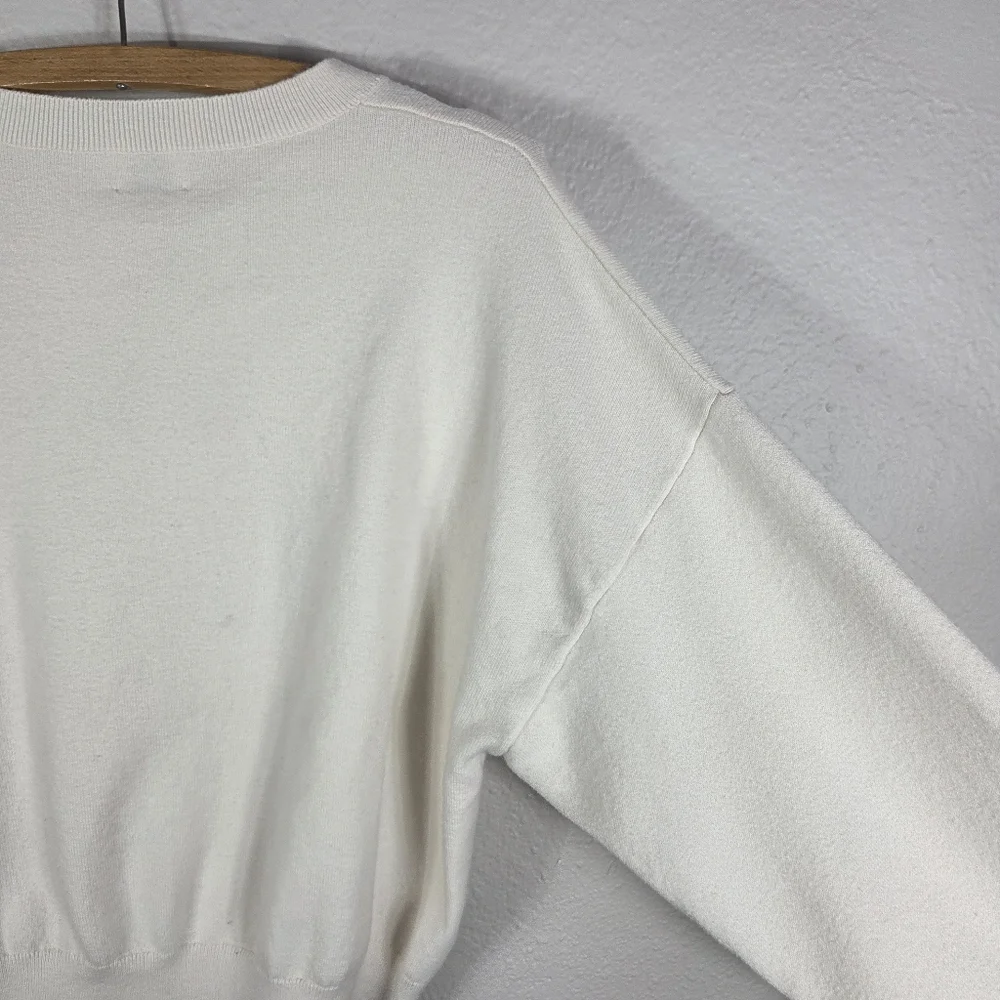Aritzia Sunday Best Size L Cream Merino Wool Daisy Sweater Daisies Flower Print - Picture 12 of 16
